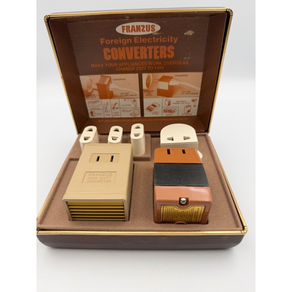 Vintage Franzus TK-16 Extra Power Travel Converter Kit 220V to 110V with Case